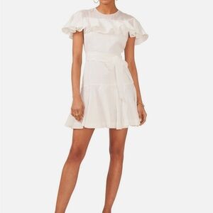 NWT CeCe White Women’s Belted Ruffled Mini Fit & Flare Dress Size 14
